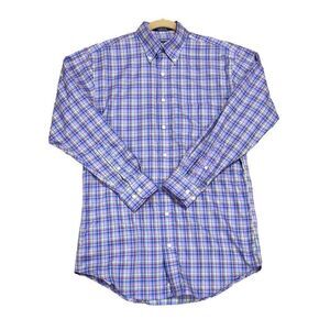 Overton Wrinkle Free Purple Plaid Button Down Shirt Size Small NEW